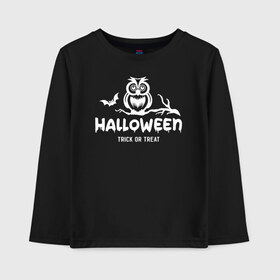 Детский лонгслив хлопок с принтом Halloween в городе Новоалтайск, 100% хлопок | круглый вырез горловины, полуприлегающий силуэт, длина до линии бедер | 31 октября | halloween | halowen | ведьма | день всех святых | джек | костюм | кровь | лого | монстр | надпись | праздник | приведение | призрак | светильник | символ | страшная | тыква | ужасы | хеллоуин | хеллуин