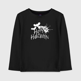 Детский лонгслив хлопок с принтом Halloween в городе Новоалтайск, 100% хлопок | круглый вырез горловины, полуприлегающий силуэт, длина до линии бедер | 31 октября | halloween | halowen | ведьма | день всех святых | джек | костюм | кровь | лого | монстр | надпись | праздник | приведение | призрак | светильник | символ | страшная | тыква | ужасы | хеллоуин | хеллуин