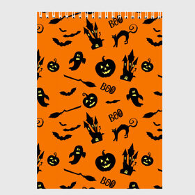 Скетчбук с принтом Halloween в городе Новоалтайск, 100% бумага
 | 48 листов, плотность листов — 100 г/м2, плотность картонной обложки — 250 г/м2. Листы скреплены сверху удобной пружинной спиралью | 31 октября | halloween | halowen | ведьма | день всех святых | джек | костюм | кровь | лого | монстр | надпись | праздник | приведение | призрак | светильник | символ | страшная | тыква | ужасы | хеллоуин | хеллуин