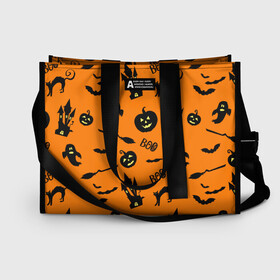 Сумка-шоппер 3D с принтом Halloween в городе Новоалтайск, 100% полиэстер | застегивается на металлическую кнопку; внутренний карман застегивается на молнию. Стенки укреплены специальным мягким материалом, чтобы защитить содержимое от несильных ударов
 | 31 октября | halloween | halowen | ведьма | день всех святых | джек | костюм | кровь | лого | монстр | надпись | праздник | приведение | призрак | светильник | символ | страшная | тыква | ужасы | хеллоуин | хеллуин
