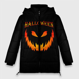 Женская зимняя куртка 3D с принтом Halloween в городе Новоалтайск, верх — 100% полиэстер; подкладка — 100% полиэстер; утеплитель — 100% полиэстер | длина ниже бедра, силуэт Оверсайз. Есть воротник-стойка, отстегивающийся капюшон и ветрозащитная планка. 

Боковые карманы с листочкой на кнопках и внутренний карман на молнии | 31 октября | halloween | halowen | ведьма | день всех святых | джек | костюм | кровь | лого | монстр | надпись | праздник | приведение | призрак | светильник | символ | страшная | тыква | ужасы | хеллоуин | хеллуин