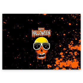 Поздравительная открытка с принтом Halloween в городе Новоалтайск, 100% бумага | плотность бумаги 280 г/м2, матовая, на обратной стороне линовка и место для марки
 | Тематика изображения на принте: 31 октября | halloween | halowen | ведьма | день всех святых | джек | костюм | кровь | лого | монстр | надпись | праздник | приведение | призрак | светильник | символ | страшная | тыква | ужасы | хеллоуин | хеллуин