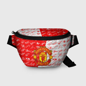 Поясная сумка 3D с принтом MANCHESTER UNITED АВТОГРАФЫ в городе Новоалтайск, 100% полиэстер | плотная ткань, ремень с регулируемой длиной, внутри несколько карманов для мелочей, основное отделение и карман с обратной стороны сумки застегиваются на молнию | football | manchester united | англия. | кристал пэлас | манчестер | манчестер сити | манчестер юнайтед | футбол