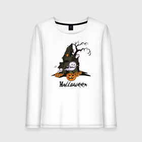 Женский лонгслив хлопок с принтом Хеллоуин в городе Новоалтайск, 100% хлопок |  | halloween | гадания | игры | летучие | мертвых | момо | мыши | нечистые | праздик | силы | тыквы | хеллоуин
