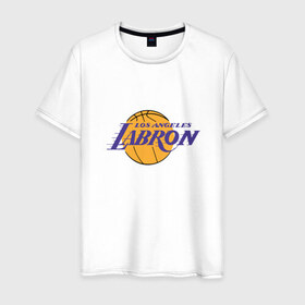 Мужская футболка хлопок с принтом Lakers - James в городе Новоалтайск, 100% хлопок | прямой крой, круглый вырез горловины, длина до линии бедер, слегка спущенное плечо. | 23 | anthony davis | basketball | bryant | game | james | kobe | lebron | los angeles | nba | sport | баскетбол | брайант | бровь | джеймс | калифорния | коби | король | леброн | лейкерс | лос анджелес | нба | спорт | тренер | чемпио