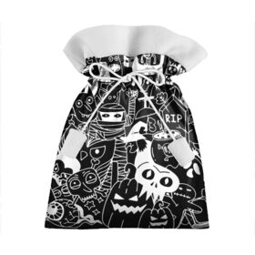 Подарочный 3D мешок с принтом Halloween в городе Новоалтайск, 100% полиэстер | Размер: 29*39 см | halloween | mummy | pumpkin | skull | мумия | тыква | хэллоуин | череп