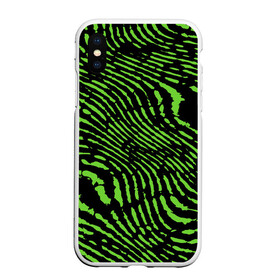 Чехол для iPhone XS Max матовый с принтом Зебра в городе Новоалтайск, Силикон | Область печати: задняя сторона чехла, без боковых панелей | green | green lines | green neon | green neon lines | green zebra | lines | zebra | в полоску | зебра | зеленая зебра | зелёные полосы | зелёный | зелёный неон | полоски | полосы