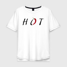 Мужская футболка хлопок Oversize с принтом Hot pepper в городе Новоалтайск, 100% хлопок | свободный крой, круглый ворот, “спинка” длиннее передней части | hot | hot pepper | pepper | горячий | горячий перец | горячо | крутой перец | перец | перцы | перчик | перчики