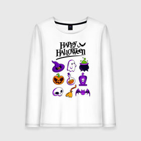 Женский лонгслив хлопок с принтом HALLOWEEN в городе Новоалтайск, 100% хлопок |  | halloween | праздник хэллоуин | страшный | тыква. | ужас | хэллоуин | хэллоуин 2020
