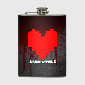 Фляга с принтом UNDERTALE в городе Новоалтайск, металлический корпус | емкость 0,22 л, размер 125 х 94 мм. Виниловая наклейка запечатывается полностью | sans | undertale | андертале | андертейл | игра | кровь | подземная история | подземная сказка | санс | сердце | ундертале