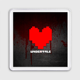 Магнит 55*55 с принтом UNDERTALE в городе Новоалтайск, Пластик | Размер: 65*65 мм; Размер печати: 55*55 мм | Тематика изображения на принте: sans | undertale | андертале | андертейл | игра | кровь | подземная история | подземная сказка | санс | сердце | ундертале