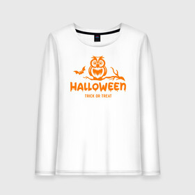 Женский лонгслив хлопок с принтом Halloween в городе Новоалтайск, 100% хлопок |  | 31 октября | halloween | halowen | ведьма | день всех святых | джек | костюм | кровь | лого | монстр | надпись | праздник | приведение | призрак | светильник | символ | страшная | тыква | ужасы | хеллоуин | хеллуин