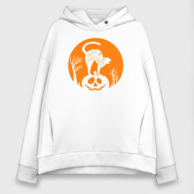Женское худи Oversize хлопок с принтом Halloween в городе Новоалтайск, френч-терри — 70% хлопок, 30% полиэстер. Мягкий теплый начес внутри —100% хлопок | боковые карманы, эластичные манжеты и нижняя кромка, капюшон на магнитной кнопке | 31 октября | halloween | halowen | ведьма | день всех святых | джек | костюм | кровь | лого | монстр | надпись | праздник | приведение | призрак | светильник | символ | страшная | тыква | ужасы | хеллоуин | хеллуин