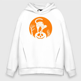 Мужское худи Oversize хлопок с принтом Halloween в городе Новоалтайск, френч-терри — 70% хлопок, 30% полиэстер. Мягкий теплый начес внутри —100% хлопок | боковые карманы, эластичные манжеты и нижняя кромка, капюшон на магнитной кнопке | 31 октября | halloween | halowen | ведьма | день всех святых | джек | костюм | кровь | лого | монстр | надпись | праздник | приведение | призрак | светильник | символ | страшная | тыква | ужасы | хеллоуин | хеллуин