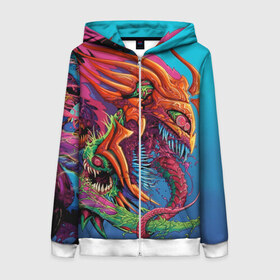 Женская толстовка 3D на молнии с принтом HyperBeast в городе Новоалтайск, 100% полиэстер | длина до линии бедра, манжеты и пояс оформлены мягкой тканевой резинкой, двухслойный капюшон со шнурком для регулировки, спереди молния, по бокам два кармана | counter strike | cs | cs go | cs go hyperbeast | csgo | game | howl | hyper beast | hyper beast 2020 | hyperbeast | вой | гипер бист | гипер бист 2020 | го | дракон | игра cs go | контр страйк | контра | кс | оружие кс го | скин