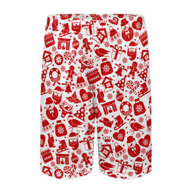 Детские спортивные шорты 3D с принтом Рождественский паттерн в городе Новоалтайск,  100% полиэстер
 | пояс оформлен широкой мягкой резинкой, ткань тянется
 | Тематика изображения на принте: 