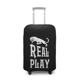 Чехол для чемодана 3D с принтом Real Play - черная пантера в городе Новоалтайск, 86% полиэфир, 14% спандекс | двустороннее нанесение принта, прорези для ручек и колес | real play | большие кошки | игра | кошки | надпись | пантера