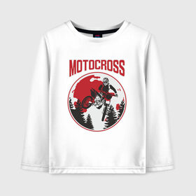 Детский лонгслив хлопок с принтом MOTOCROSS в городе Новоалтайск, 100% хлопок | круглый вырез горловины, полуприлегающий силуэт, длина до линии бедер | cross | moto | motocross | motox | yamaha | байк | байкер | гонки | гонщик | кросс | мото | мотокросс | мотоцикл | мотоциклист | спортбайк