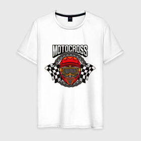 Мужская футболка хлопок с принтом MOTOCROSS в городе Новоалтайск, 100% хлопок | прямой крой, круглый вырез горловины, длина до линии бедер, слегка спущенное плечо. | cross | moto | motocross | motox | yamaha | байк | байкер | гонки | гонщик | кросс | мото | мотокросс | мотоцикл | мотоциклист | спортбайк