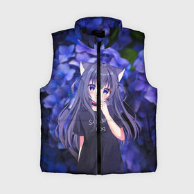 Женский жилет утепленный 3D с принтом Неко в городе Новоалтайск,  |  | flowers | neko | nekomimi | tyan | кошка | кошкодевочка | мими | неко | тян | ушки | фиолетовый | цветы