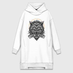 Платье-худи хлопок с принтом ГРОЗНЫЙ ВОЛК в городе Новоалтайск,  |  | wild | wolf | волк | дикий | оборотень | оборотень грозный | одинокий | пес | свирепый