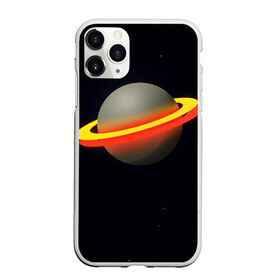 Чехол для iPhone 11 Pro Max матовый с принтом Стальная планета в городе Новоалтайск, Силикон |  | абстракция | космос | неон | оранжевый цвет | планета