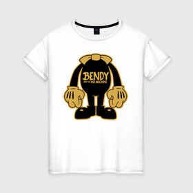 Женская футболка хлопок с принтом Bendy And The Ink Machine в городе Новоалтайск, 100% хлопок | прямой крой, круглый вырез горловины, длина до линии бедер, слегка спущенное плечо | bendy | bendy and the ink machine | бенди | бени | бенни | бэнди | детская | детям | игра | капли | компьютерная игра | краска | машина | подтеки | ужастик | чернила | чернильная
