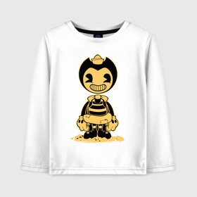 Детский лонгслив хлопок с принтом Bendy And The Ink Machine в городе Новоалтайск, 100% хлопок | круглый вырез горловины, полуприлегающий силуэт, длина до линии бедер | bendy | bendy and the ink machine | бенди | бени | бенни | бэнди | детская | детям | игра | капли | компьютерная игра | краска | машина | подтеки | ужастик | чернила | чернильная