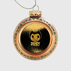Стеклянный ёлочный шар с принтом Bendy And The Ink Machine в городе Новоалтайск, Стекло | Диаметр: 80 мм | bendy | bendy and the ink machine | бенди | бени | бенни | бэнди | детская | детям | игра | капли | компьютерная игра | краска | машина | подтеки | ужастик | чернила | чернильная