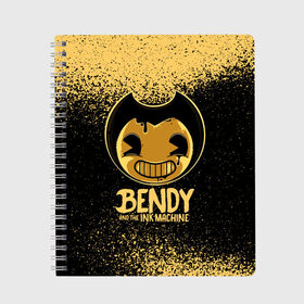 Тетрадь с принтом Bendy And The Ink Machine в городе Новоалтайск, 100% бумага | 48 листов, плотность листов — 60 г/м2, плотность картонной обложки — 250 г/м2. Листы скреплены сбоку удобной пружинной спиралью. Уголки страниц и обложки скругленные. Цвет линий — светло-серый
 | bendy | bendy and the ink machine | бенди | бени | бенни | бэнди | детская | детям | игра | капли | компьютерная игра | краска | машина | подтеки | ужастик | чернила | чернильная