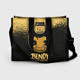 Сумка-шоппер 3D с принтом Bendy And The Ink Machine в городе Новоалтайск, 100% полиэстер | застегивается на металлическую кнопку; внутренний карман застегивается на молнию. Стенки укреплены специальным мягким материалом, чтобы защитить содержимое от несильных ударов
 | bendy | bendy and the ink machine | бенди | бени | бенни | бэнди | детская | детям | игра | капли | компьютерная игра | краска | машина | подтеки | ужастик | чернила | чернильная