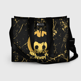 Сумка-шоппер 3D с принтом Bendy And The Ink Machine в городе Новоалтайск, 100% полиэстер | застегивается на металлическую кнопку; внутренний карман застегивается на молнию. Стенки укреплены специальным мягким материалом, чтобы защитить содержимое от несильных ударов
 | bendy | bendy and the ink machine | бенди | бени | бенни | бэнди | детская | детям | игра | капли | компьютерная игра | краска | машина | подтеки | ужастик | чернила | чернильная