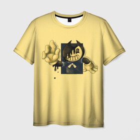 Мужская футболка 3D с принтом Bendy And The Ink Machine в городе Новоалтайск, 100% полиэфир | прямой крой, круглый вырез горловины, длина до линии бедер | bendy | bendy and the ink machine | бенди | бени | бенни | бэнди | детская | детям | игра | капли | компьютерная игра | краска | машина | подтеки | ужастик | чернила | чернильная