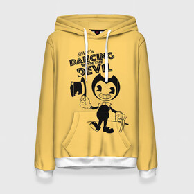 Женская толстовка 3D с принтом Bendy And The Ink Machine в городе Новоалтайск, 100% полиэстер  | двухслойный капюшон со шнурком для регулировки, мягкие манжеты на рукавах и по низу толстовки, спереди карман-кенгуру с мягким внутренним слоем. | bendy | bendy and the ink machine | бенди | бени | бенни | бэнди | детская | детям | игра | капли | компьютерная игра | краска | машина | подтеки | ужастик | чернила | чернильная