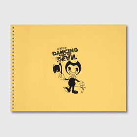 Альбом для рисования с принтом Bendy And The Ink Machine в городе Новоалтайск, 100% бумага
 | матовая бумага, плотность 200 мг. | Тематика изображения на принте: bendy | bendy and the ink machine | бенди | бени | бенни | бэнди | детская | детям | игра | капли | компьютерная игра | краска | машина | подтеки | ужастик | чернила | чернильная