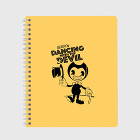 Тетрадь с принтом Bendy And The Ink Machine в городе Новоалтайск, 100% бумага | 48 листов, плотность листов — 60 г/м2, плотность картонной обложки — 250 г/м2. Листы скреплены сбоку удобной пружинной спиралью. Уголки страниц и обложки скругленные. Цвет линий — светло-серый
 | bendy | bendy and the ink machine | бенди | бени | бенни | бэнди | детская | детям | игра | капли | компьютерная игра | краска | машина | подтеки | ужастик | чернила | чернильная