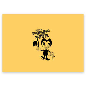 Поздравительная открытка с принтом Bendy And The Ink Machine в городе Новоалтайск, 100% бумага | плотность бумаги 280 г/м2, матовая, на обратной стороне линовка и место для марки
 | bendy | bendy and the ink machine | бенди | бени | бенни | бэнди | детская | детям | игра | капли | компьютерная игра | краска | машина | подтеки | ужастик | чернила | чернильная