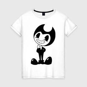 Женская футболка хлопок с принтом Bendy And The Ink Machine в городе Новоалтайск, 100% хлопок | прямой крой, круглый вырез горловины, длина до линии бедер, слегка спущенное плечо | bendy | bendy and the ink machine | бенди | бени | бенни | бэнди | детская | детям | игра | капли | компьютерная игра | краска | машина | подтеки | ужастик | чернила | чернильная