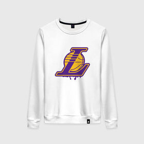 Женский свитшот хлопок с принтом Lakers в городе Новоалтайск, 100% хлопок | прямой крой, круглый вырез, на манжетах и по низу широкая трикотажная резинка  | 23 | anthony davis | basketball | bryant | game | james | kobe | lebron | los angeles | nba | sport | баскетбол | брайант | бровь | джеймс | калифорния | коби | король | леброн | лейкерс | лос анджелес | нба | спорт | тренер | чемпио