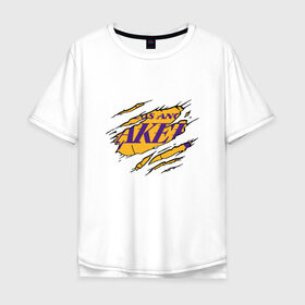 Мужская футболка хлопок Oversize с принтом Los Angeles Lakers в городе Новоалтайск, 100% хлопок | свободный крой, круглый ворот, “спинка” длиннее передней части | 23 | anthony davis | basketball | bryant | game | james | kobe | lebron | los angeles | nba | sport | баскетбол | брайант | бровь | джеймс | калифорния | коби | король | леброн | лейкерс | лос анджелес | нба | спорт | тренер | чемпио