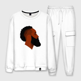 Мужской костюм хлопок с принтом James Harden в городе Новоалтайск, 100% хлопок | на свитшоте круглая горловина, мягкая резинка по низу. Брюки заужены к низу, на них два вида карманов: два “обычных” по бокам и два объемных, с клапанами, расположенные ниже линии бедра. Брюки с мягкой трикотажной резинкой на поясе и по низу штанин. В поясе для дополнительного комфорта — широкие завязки | basketball | game | harden | houston | james | nba | rockets | sport | баскетбол | борода | джеймс | нба | рокетс | спорт | тренер | харден | хьюстон | чемпион