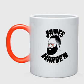 Кружка хамелеон с принтом James Harden в городе Новоалтайск, керамика | меняет цвет при нагревании, емкость 330 мл | basketball | game | harden | houston | james | nba | rockets | sport | баскетбол | борода | джеймс | нба | рокетс | спорт | тренер | харден | хьюстон | чемпион