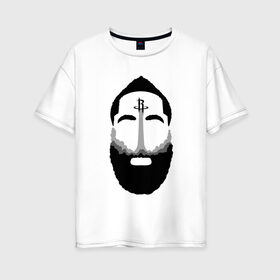 Женская футболка хлопок Oversize с принтом James Harden в городе Новоалтайск, 100% хлопок | свободный крой, круглый ворот, спущенный рукав, длина до линии бедер
 | basketball | beard | game | harden | houston | james | nba | rockets | sport | баскетбол | борода | джеймс | нба | рокетс | спорт | тренер | харден | хьюстон | чемпион