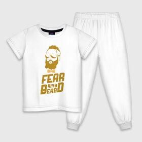 Детская пижама хлопок с принтом Fear The Beard в городе Новоалтайск, 100% хлопок |  брюки и футболка прямого кроя, без карманов, на брюках мягкая резинка на поясе и по низу штанин
 | basketball | beard | game | harden | houston | james | nba | rockets | sport | баскетбол | борода | джеймс | нба | рокетс | спорт | тренер | харден | хьюстон | чемпион