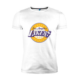 Мужская футболка хлопок Slim с принтом Los Angeles Lakers в городе Новоалтайск, 92% хлопок, 8% лайкра | приталенный силуэт, круглый вырез ворота, длина до линии бедра, короткий рукав | 23 | anthony davis | basketball | bryant | game | james | kobe | lebron | los angeles | nba | sport | баскетбол | брайант | бровь | джеймс | калифорния | коби | король | леброн | лейкерс | лос анджелес | нба | спорт | тренер | чемпио