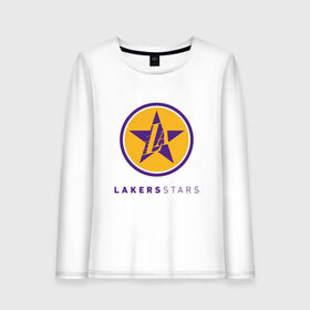 Женский лонгслив хлопок с принтом Lakers Stars в городе Новоалтайск, 100% хлопок |  | 23 | anthony davis | basketball | bryant | game | james | kobe | lebron | los angeles | nba | sport | баскетбол | брайант | бровь | джеймс | калифорния | коби | король | леброн | лейкерс | лос анджелес | нба | спорт | тренер | чемпио