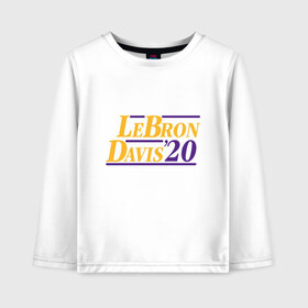 Детский лонгслив хлопок с принтом LeBron - Davis в городе Новоалтайск, 100% хлопок | круглый вырез горловины, полуприлегающий силуэт, длина до линии бедер | 23 | anthony davis | basketball | bryant | game | james | kobe | lebron | los angeles | nba | sport | баскетбол | брайант | бровь | джеймс | калифорния | коби | король | леброн | лейкерс | лос анджелес | нба | спорт | тренер | чемпио