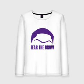 Женский лонгслив хлопок с принтом Lakers - Fear The Brow в городе Новоалтайск, 100% хлопок |  | 23 | anthony davis | basketball | bryant | game | james | kobe | lebron | los angeles | nba | sport | баскетбол | брайант | бровь | джеймс | калифорния | коби | король | леброн | лейкерс | лос анджелес | нба | спорт | тренер | чемпио
