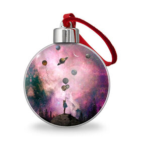 Ёлочный шар с принтом Девочка и космос в городе Новоалтайск, Пластик | Диаметр: 77 мм | абстракция | в космосе | вечер | вселенная | галактика | девичник | девочка | девушка | доча | дочка | енот | жена | закат | земля | космос | кот | котик | кофе | красота | лес | лиса | любовь | малышка | мем
