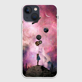 Чехол для iPhone 13 mini с принтом Девочка и космос в городе Новоалтайск,  |  | абстракция | в космосе | вечер | вселенная | галактика | девичник | девочка | девушка | доча | дочка | енот | жена | закат | земля | космос | кот | котик | кофе | красота | лес | лиса | любовь | малышка | мем